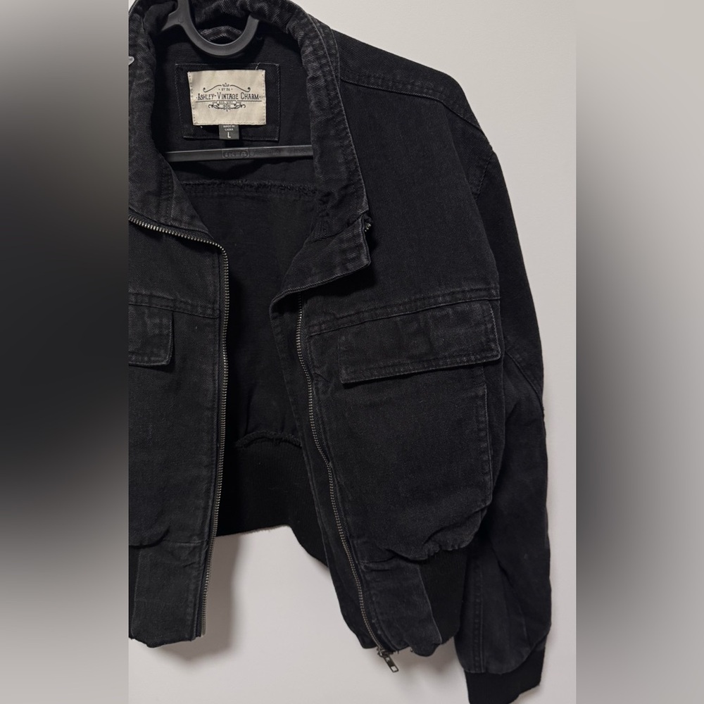 Fashion Nova Black Denim Jacket size large